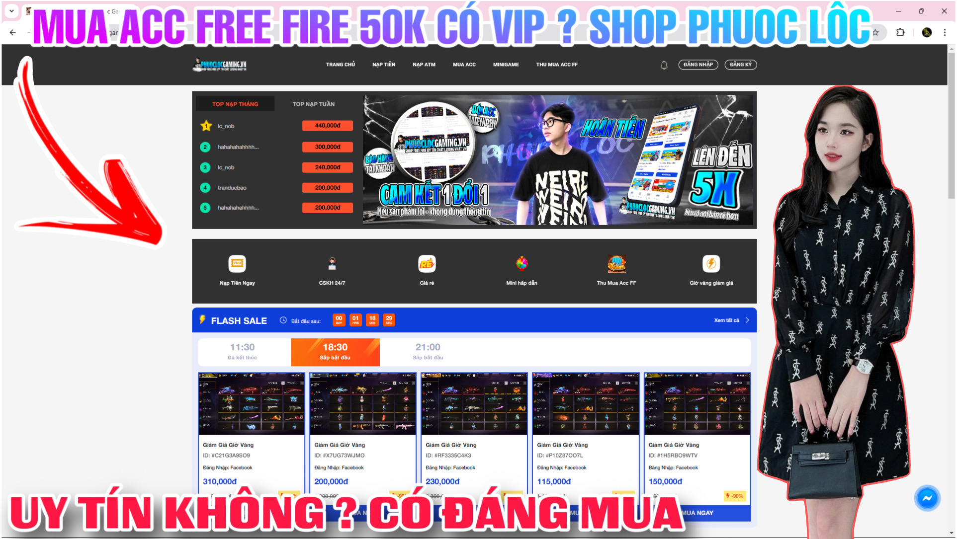 Review Mua Acc Shop Phước Lộc Gaming Và Thử Mua Acc Free Fire 50K Shop Phước Lộc Gaming Có Uy Tín ?