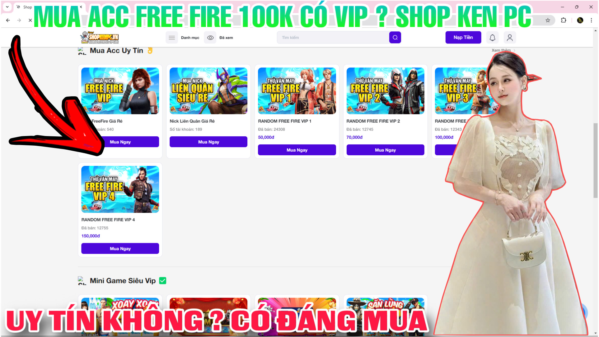 Review Shop Ken Pc Và Thử Mua Acc Free Fire 100K Shop Ken Pc Có Gì ? Mua Acc Shop Ken PC Có Uy Tín ?