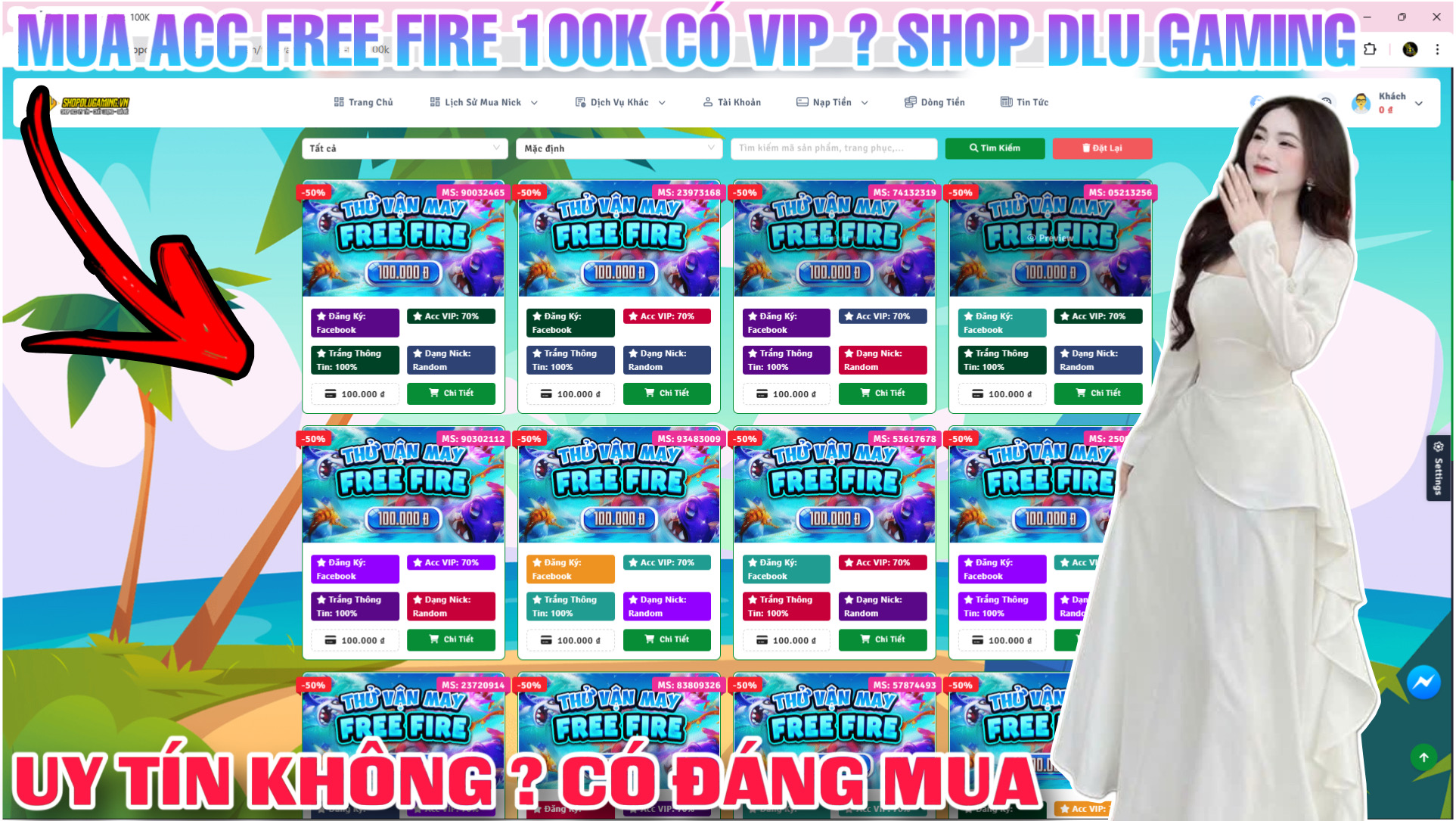 Mua Acc Free Fire 100K Shop Dlu Gaming Có Gì ? Mua Acc FF Shop Dlu Có Uy Tín Không ? Dlu Gaming